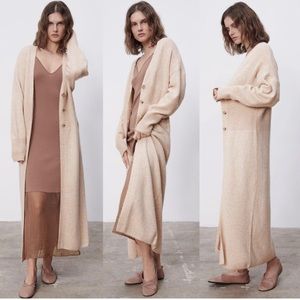 NEW Zara Wool Blend Long Maxi Duster Cardigan Sand